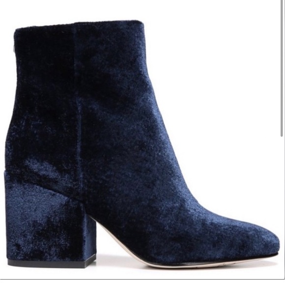 Sam Edelman Taye Blue Velvet Heeled Boots - Picture 2 of 5